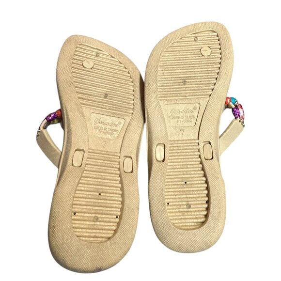 Grandco Molded Sole Beach Thong Waterproof Beaded Marble Boat Sandals - Picture 8 of 8
